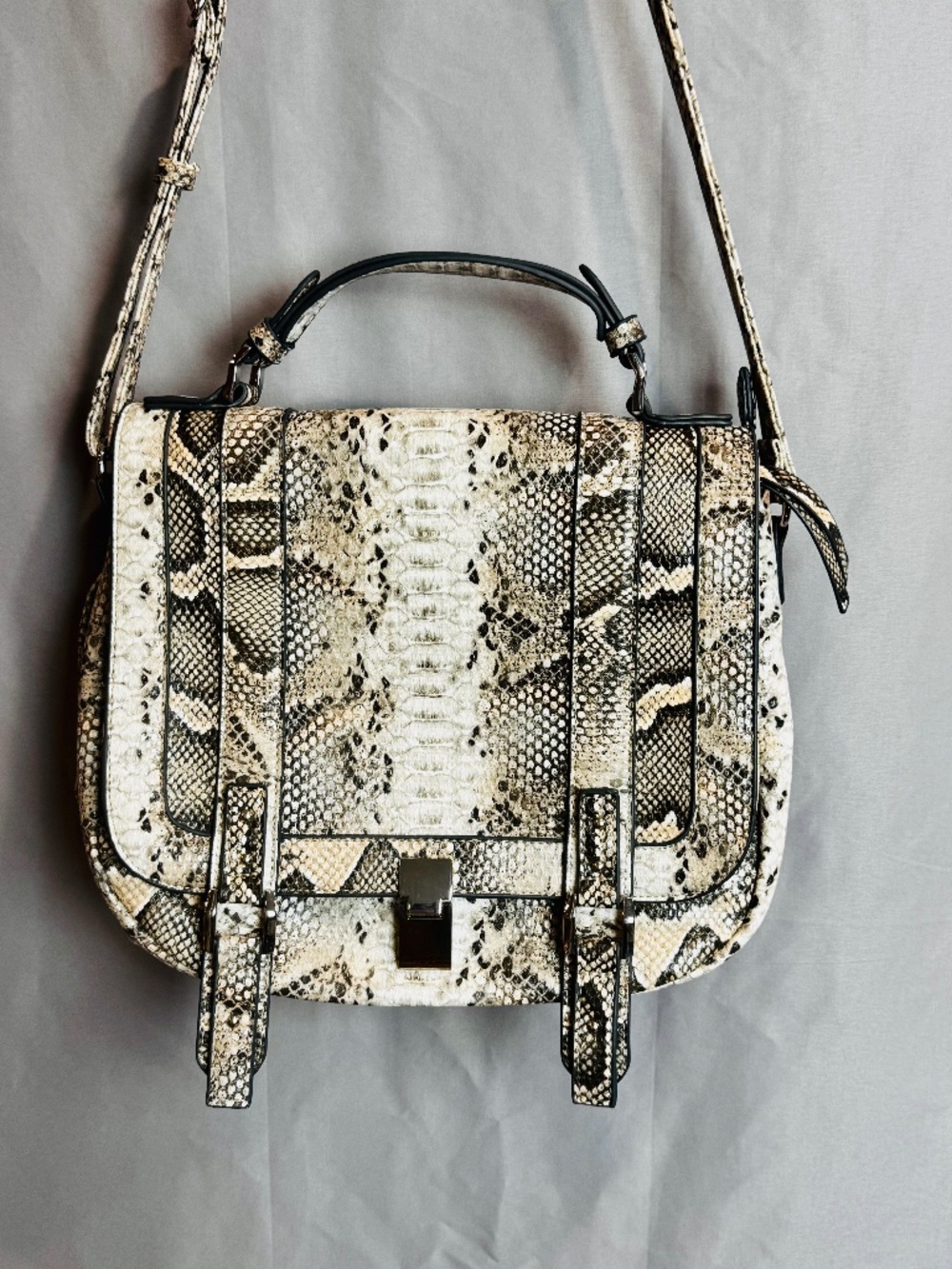 JustFab Faux Snakeskin Satchel Crossbody Bag w Top Handle